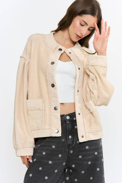 Boucle Textured Button-Up Jacket