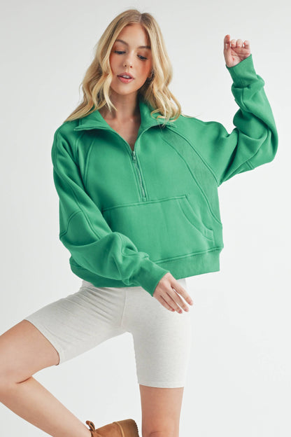 AEMI + CO Dove Funnel Neck Half Zip