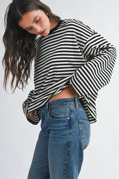 Oversized Stripe Long Sleeve Top