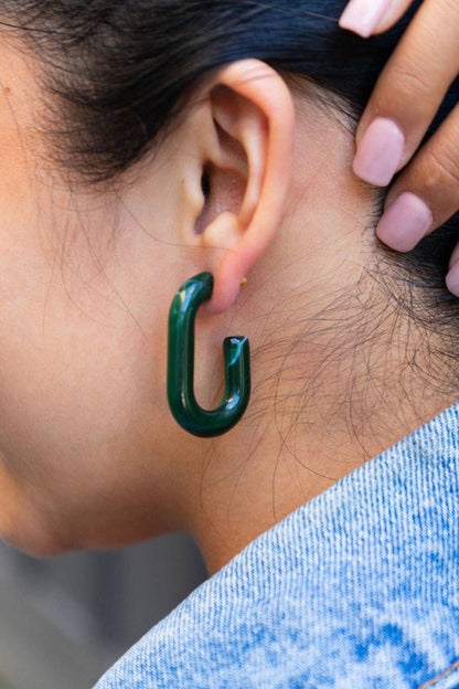 Joanna Hoops - Forest Green // Jewelry, Earrings, Fall