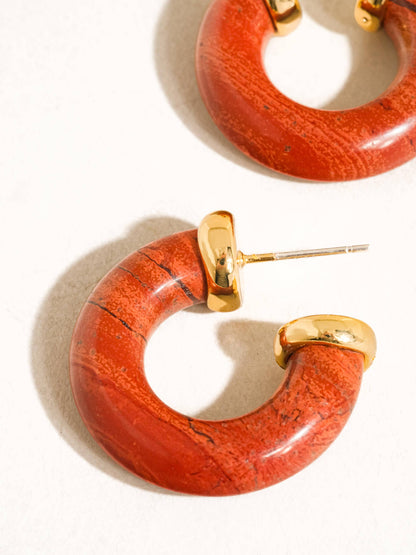 Quinnley 18K Gold Western Natural Stone Hoop Earring