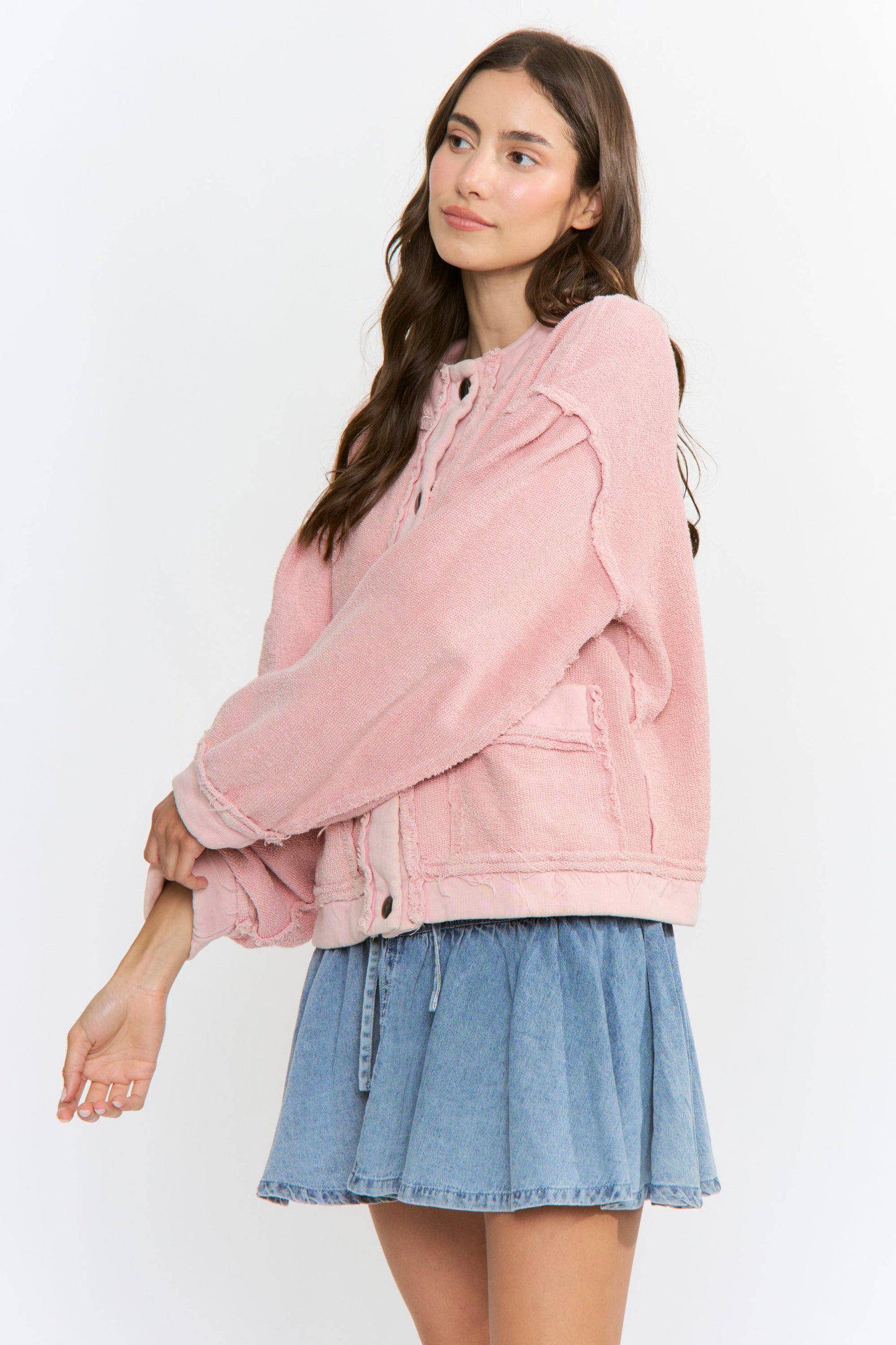Boucle Textured Button-Up Jacket