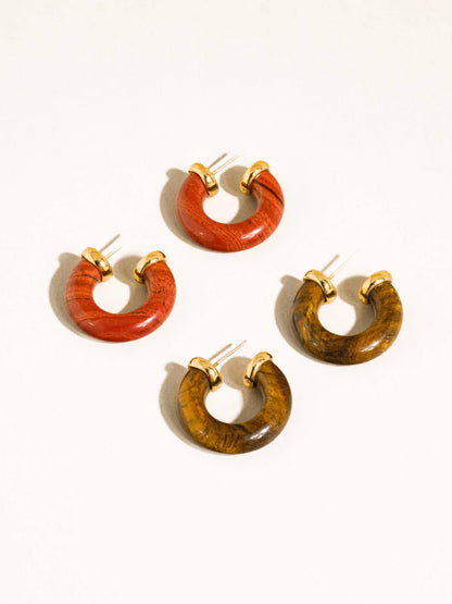 Quinnley 18K Gold Western Natural Stone Hoop Earring