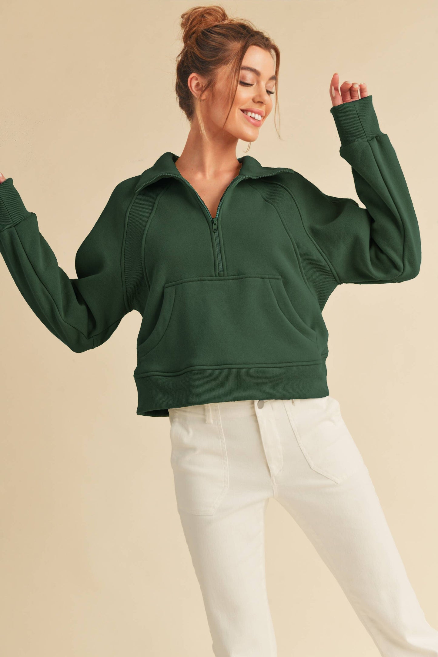 AEMI + CO Dove Funnel Neck Half Zip