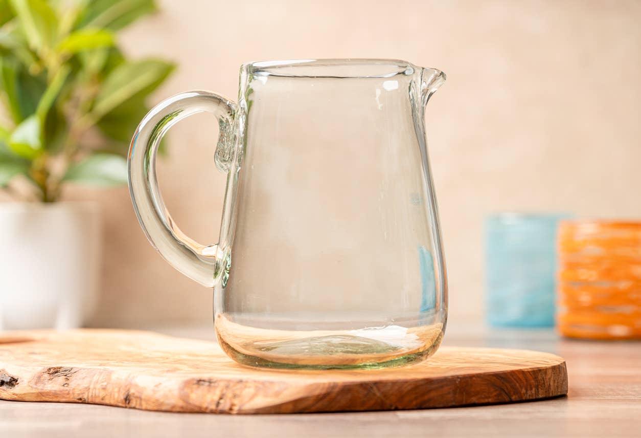 Handblown Glass Pitcher - Clear