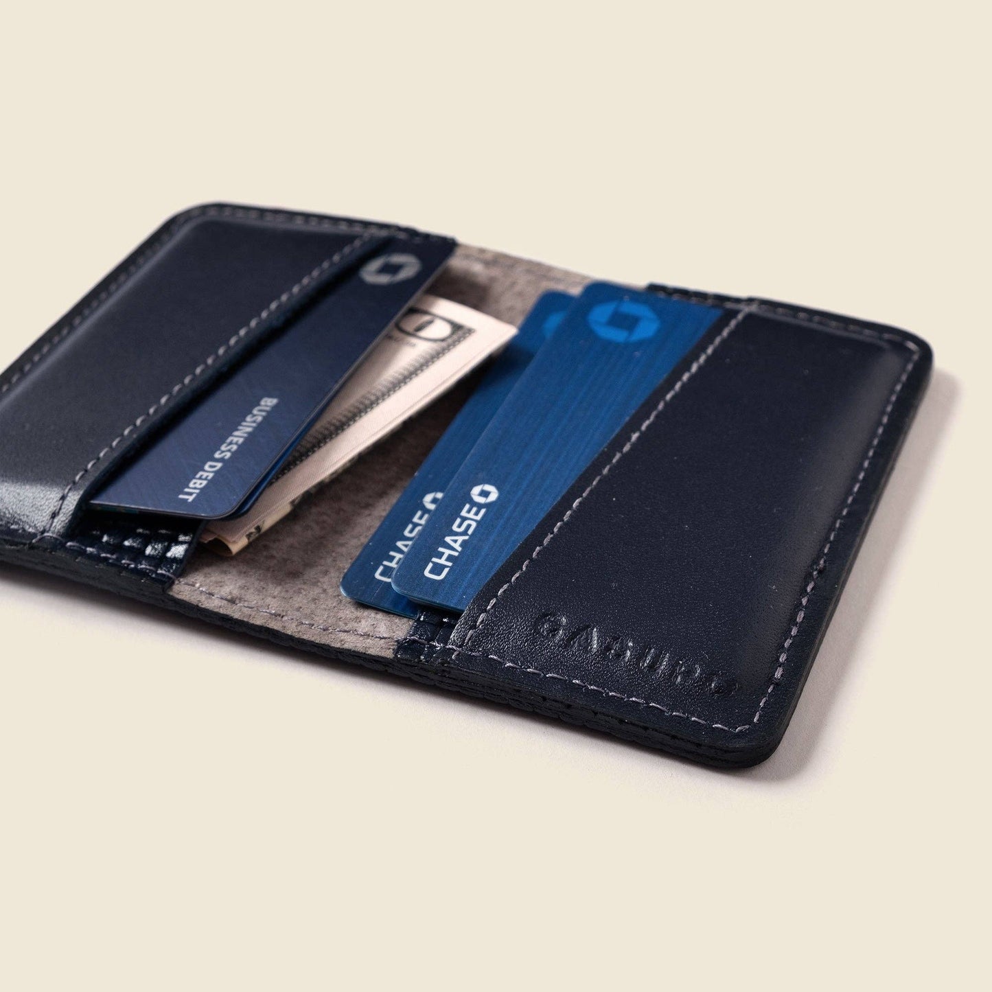 Navy Men's Leather Bifold Wallet – RFID