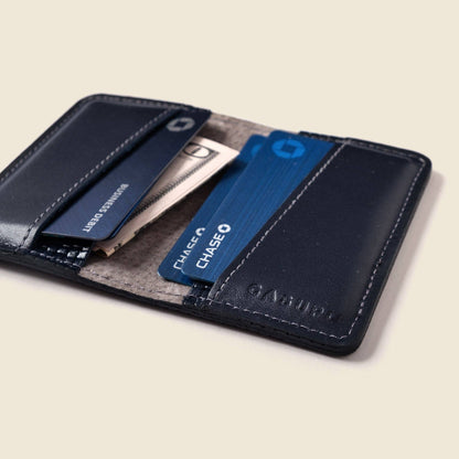 Navy Men's Leather Bifold Wallet – RFID