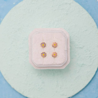Purple Daisy Stud Earrings