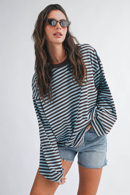 Oversized Stripe Long Sleeve Top