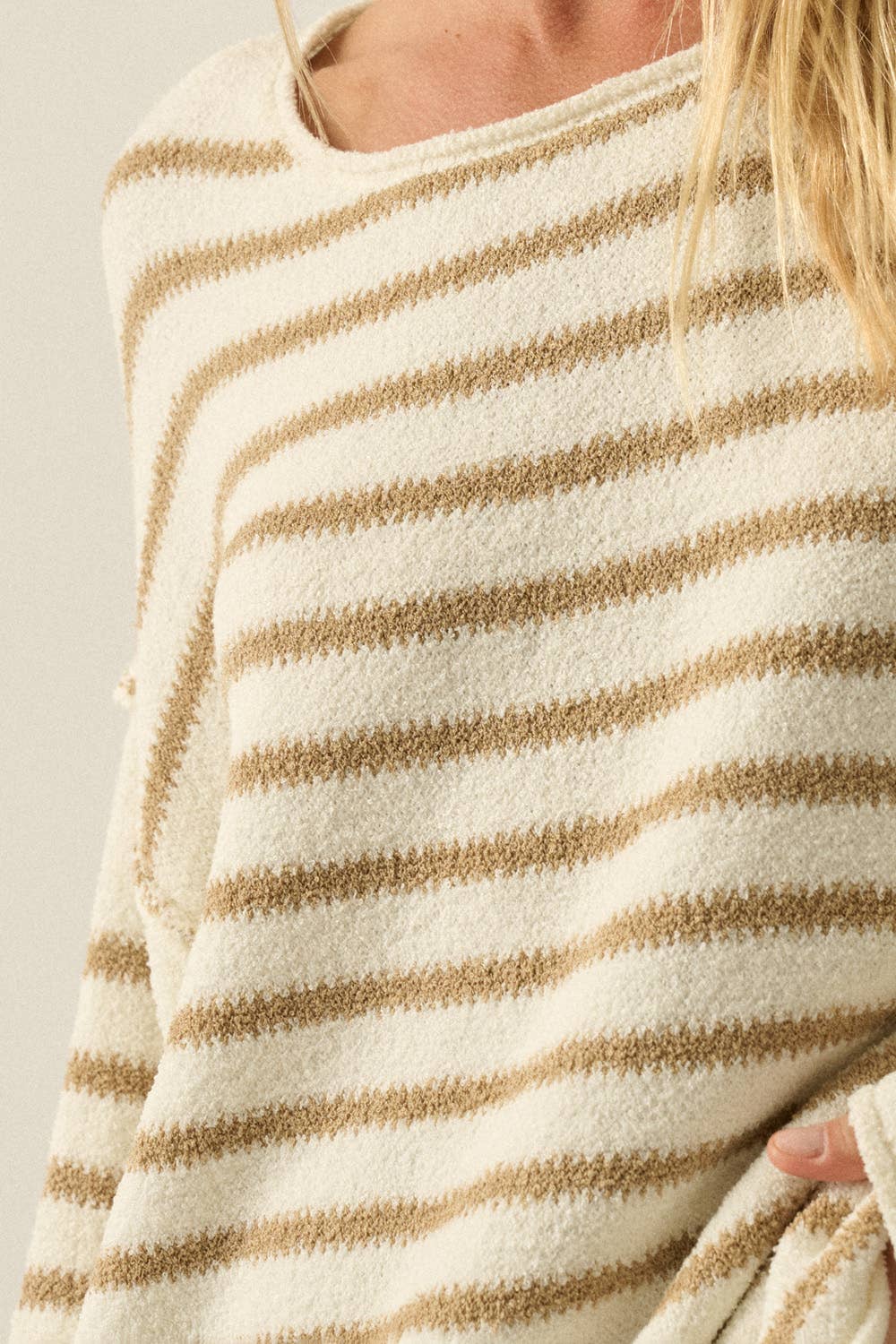 Striped Textured Knit Oversized Sweater