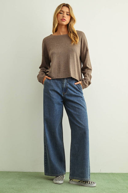 ESSENTIAL LONG SLEEVE ROLLING HEM TOP