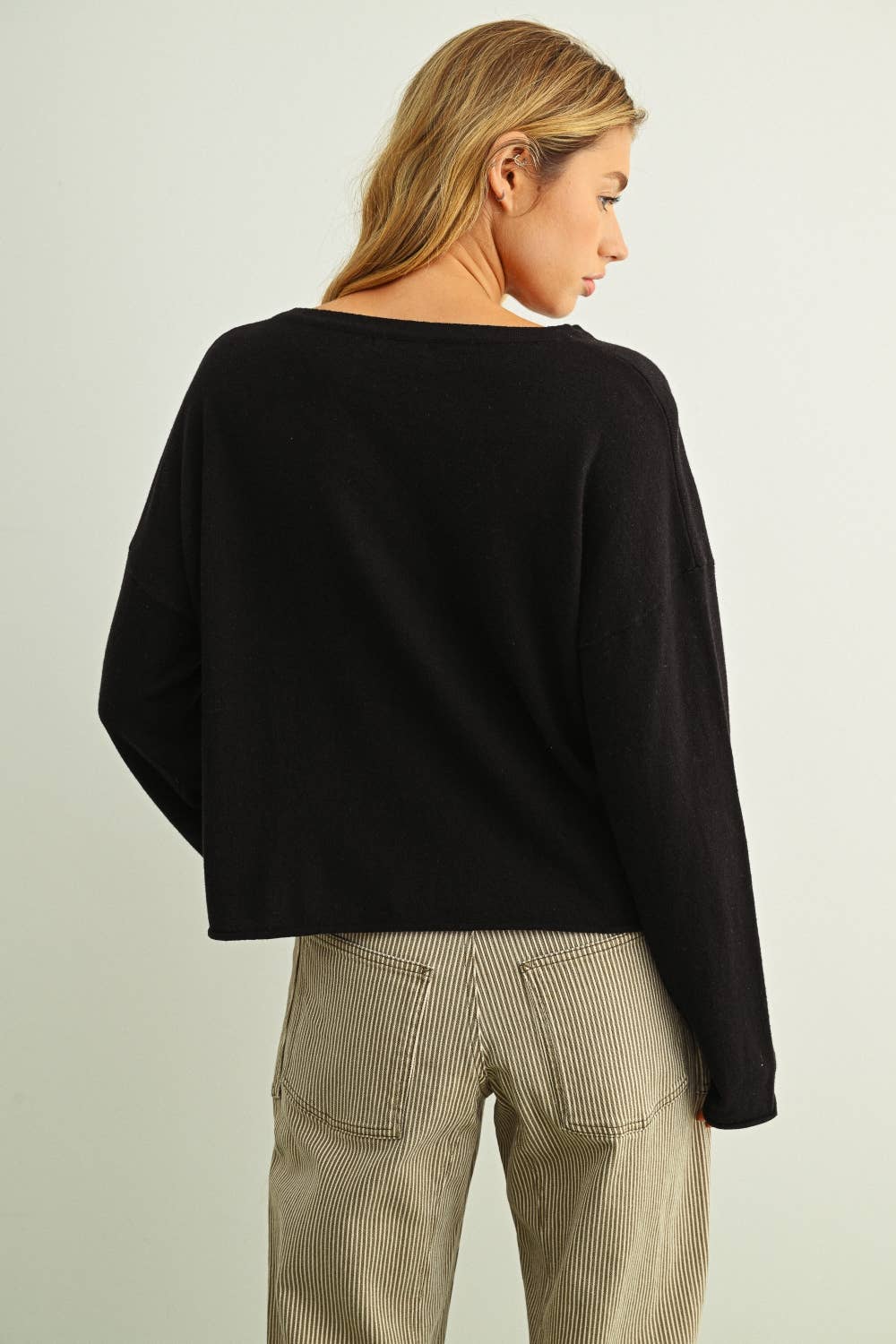 ESSENTIAL LONG SLEEVE ROLLING HEM TOP