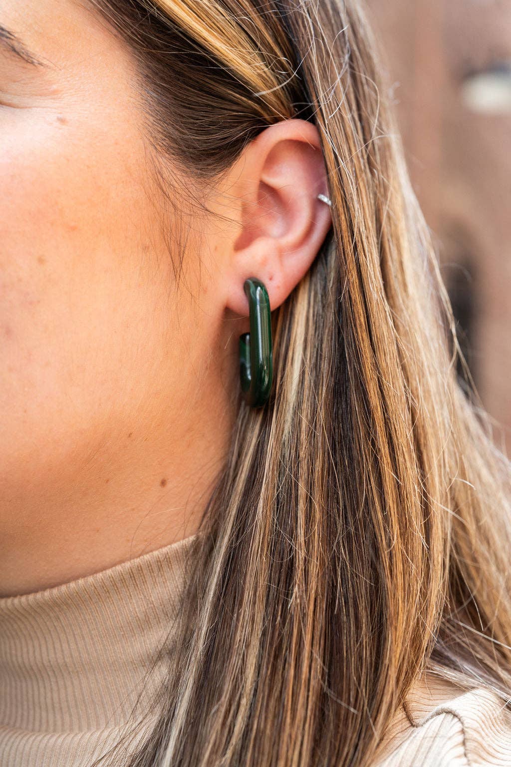 Joanna Hoops - Forest Green // Jewelry, Earrings, Fall