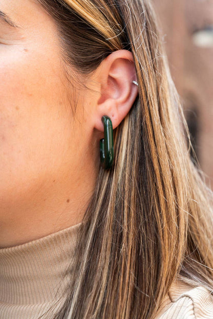 Joanna Hoops - Forest Green // Jewelry, Earrings, Fall