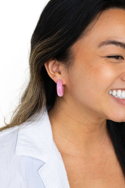 Chloe Hoops - Pink // Jewelry, Earrings