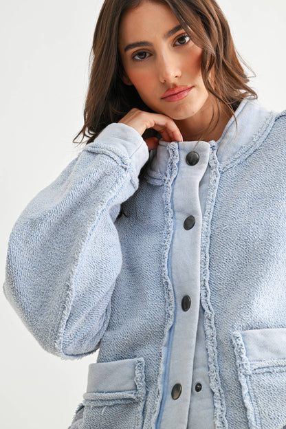 Boucle Textured Button-Up Jacket