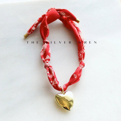Red Bandana Heart Necklace, Game Day Jewelry