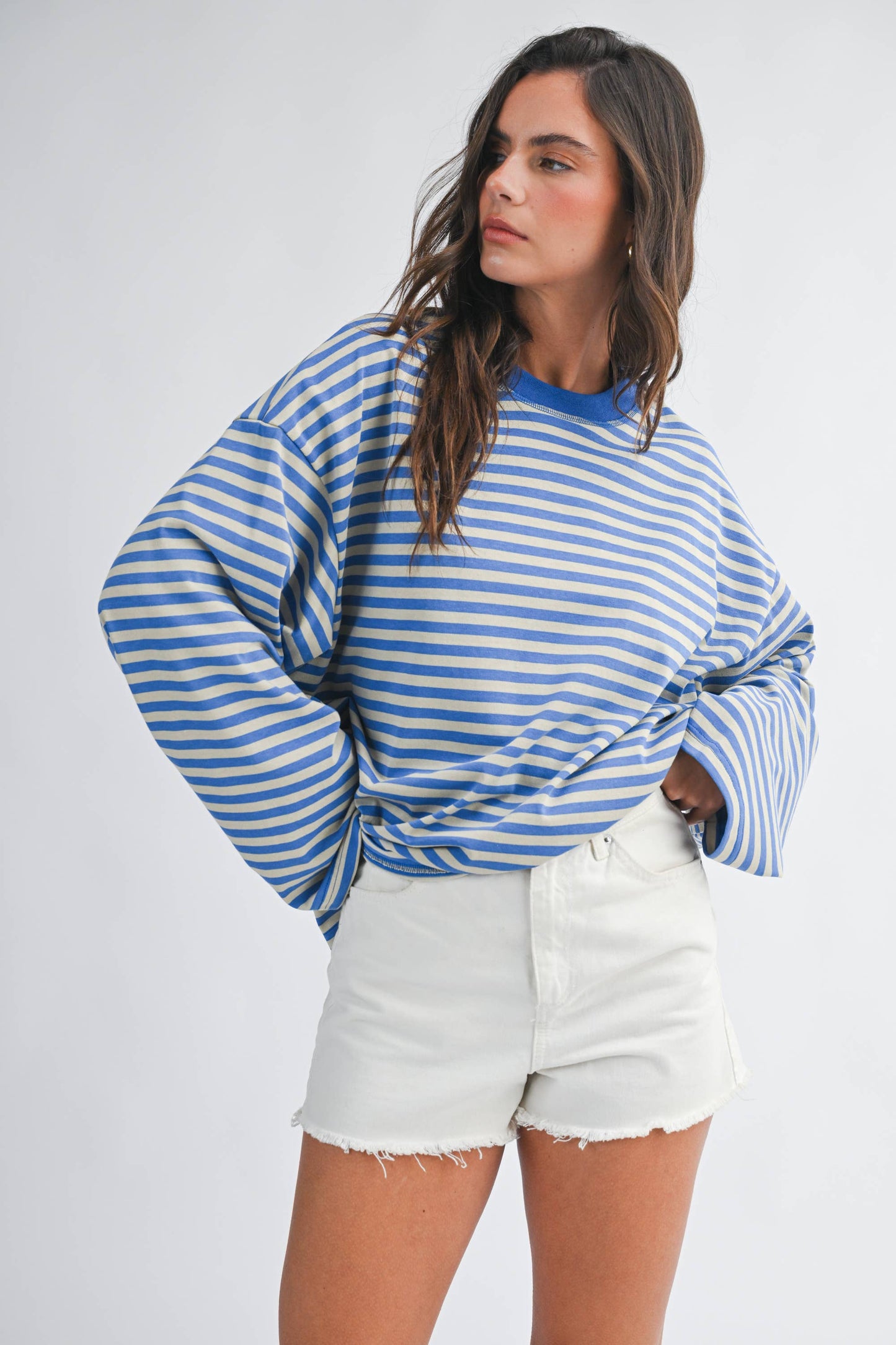 Oversized Stripe Long Sleeve Top