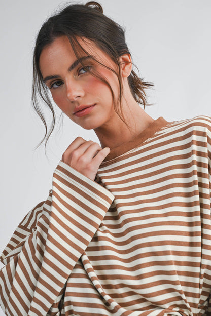 Oversized Stripe Long Sleeve Top