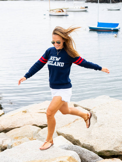 Monomoy Sweater - New England Navy & Red Sweater