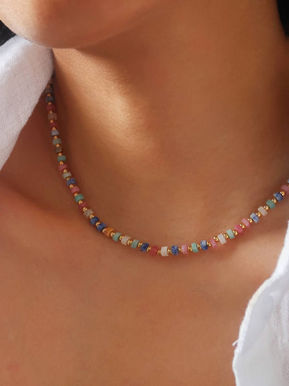Lyric 18K Gold Non-Tarnish Faceted Bead Boho Necklace