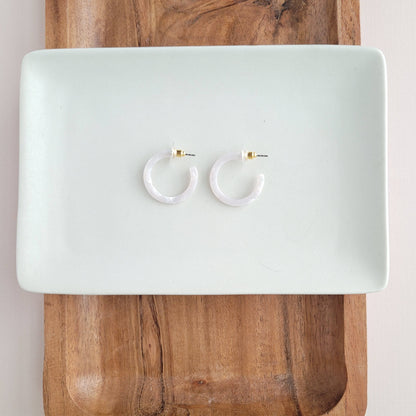 Cam Mini Hoops - Pearl // Jewelry, Earrings