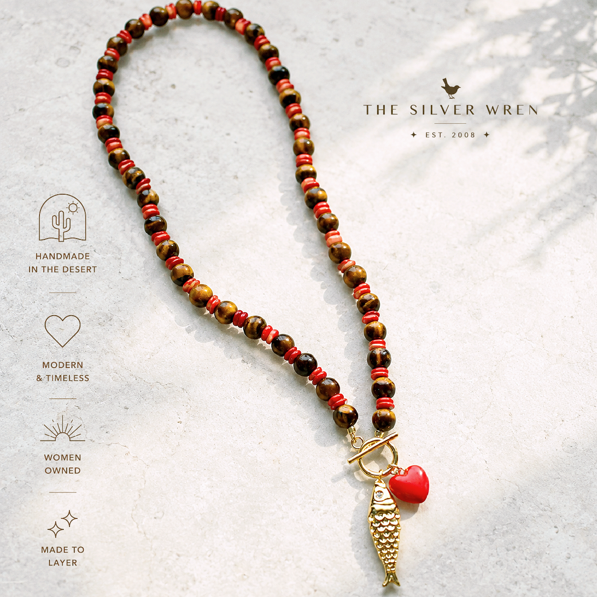 Tiger Eye Gemstone Toggle Necklace, Western Fall Jewelry
