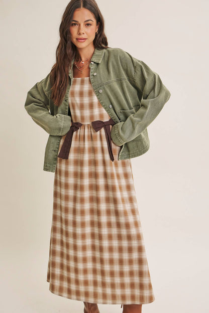 WASHED COTTON TWILL UTILITY OVERSIZED JACKET