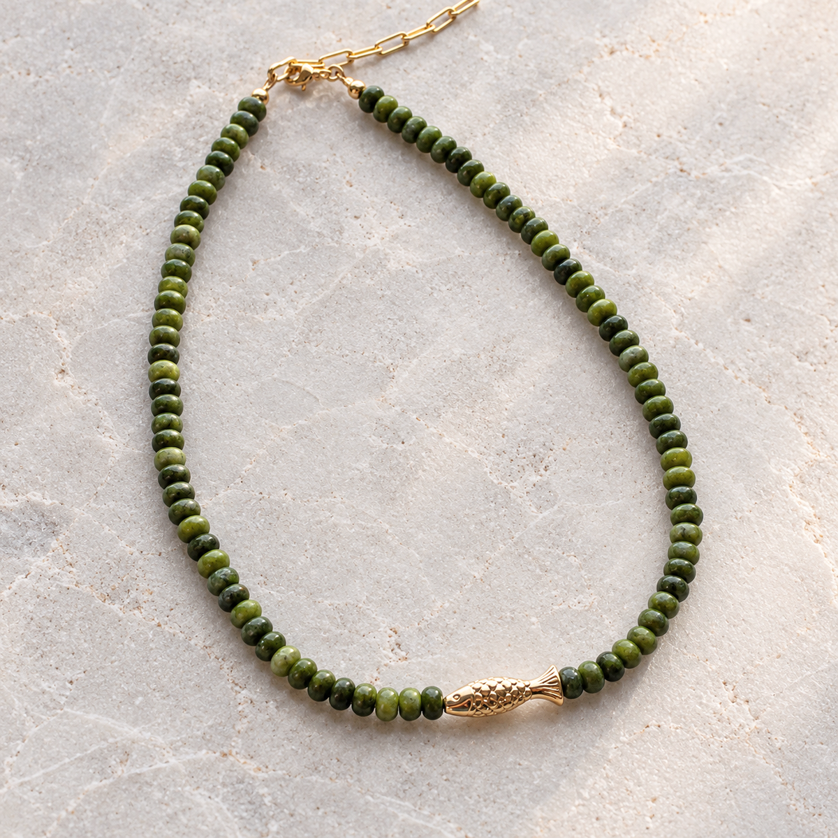 Verde Fish Gemstone Layering Necklace