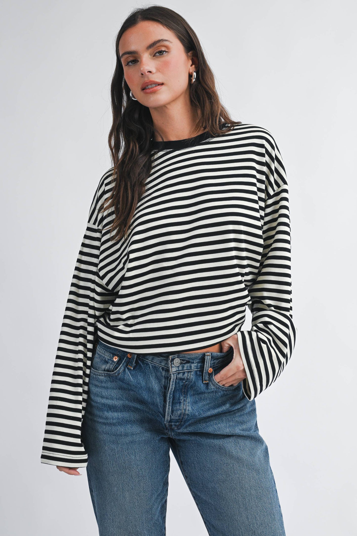 Oversized Stripe Long Sleeve Top
