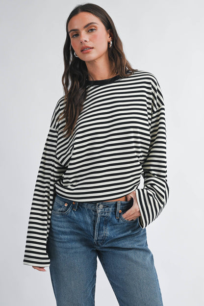 Oversized Stripe Long Sleeve Top