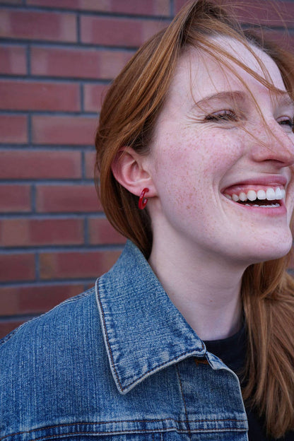 Micro Cam Mini Hoops - Scarlet // Jewelry, Earrings, Fall